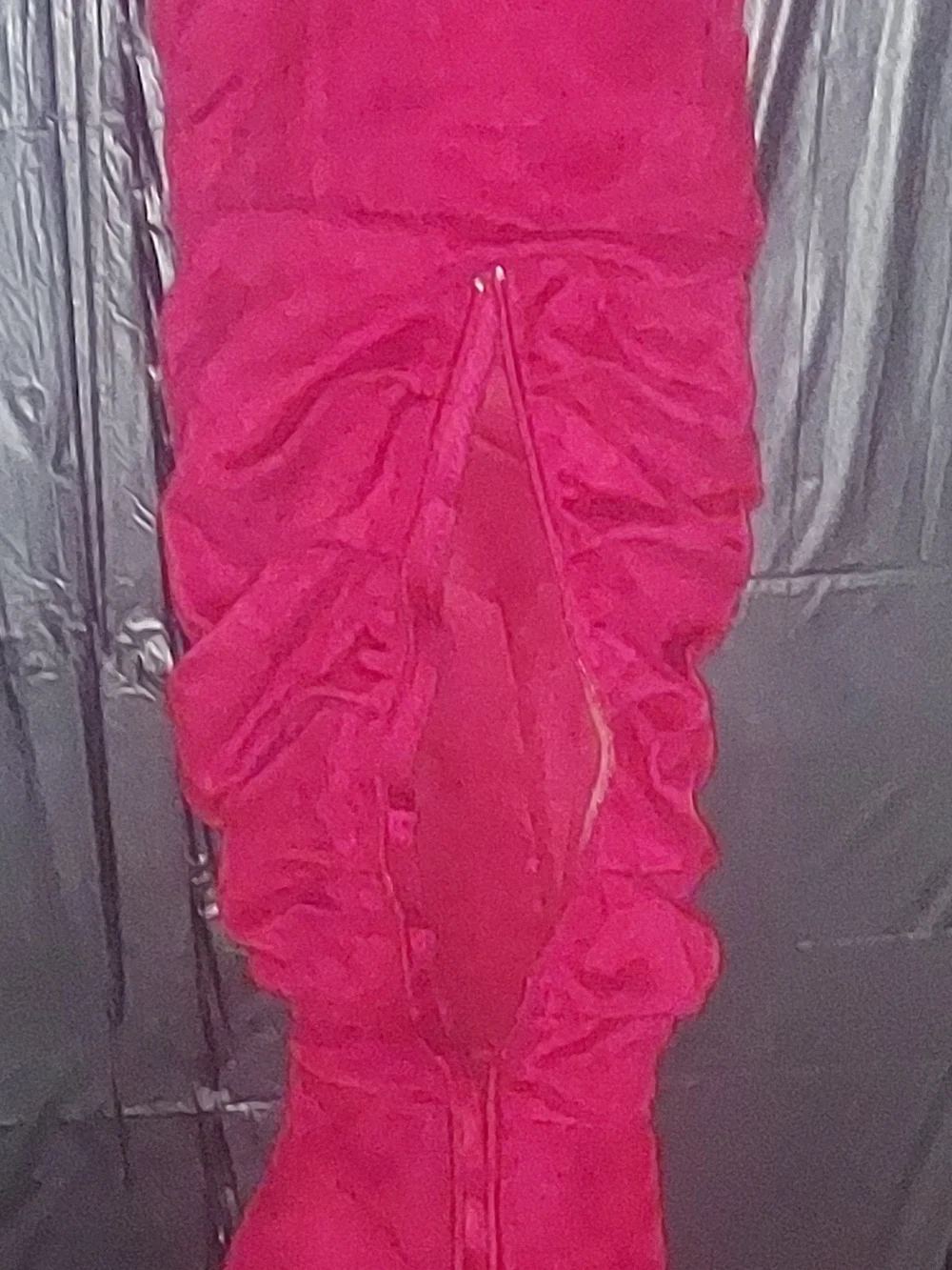 Hot Pink Ruched Zipper Dress